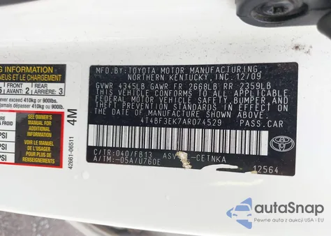 2010 Toyota Camry Le from USA, damaged, VIN 4T4BF3EK7AR074529